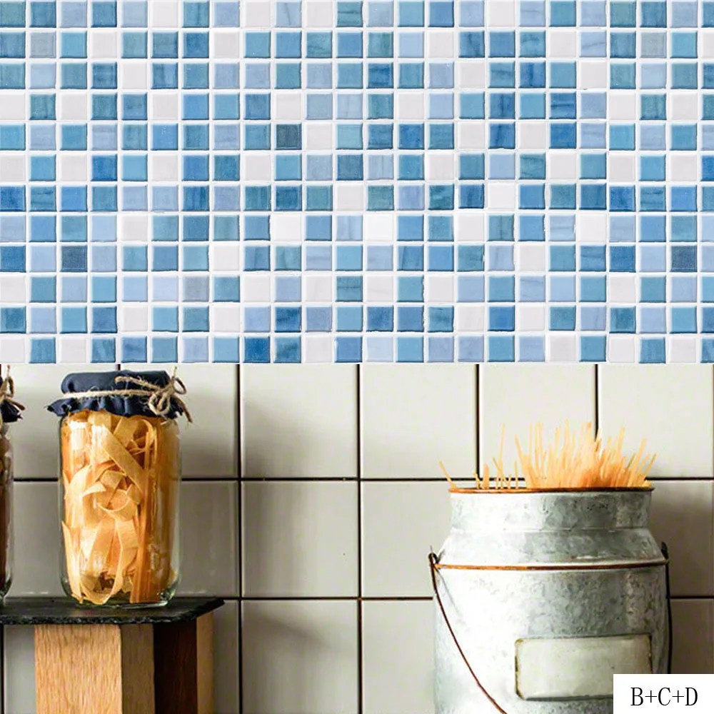 

Self Adhesive Mosaic Tile Sticker for Kitchen Backsplash Bathroom Wall Tile Stickers Decor Waterproof Peel&Stick PVC Tiles Hot