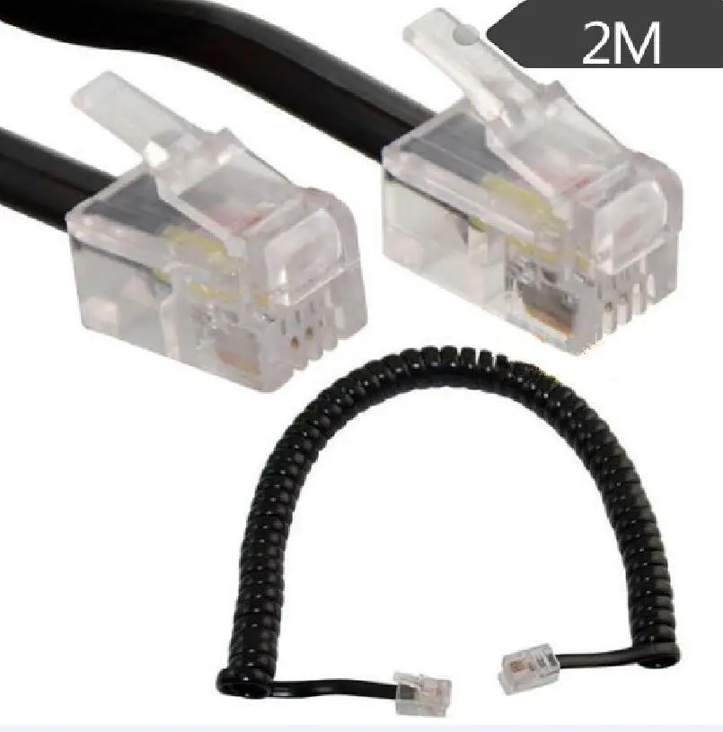 2m 6ft Telephone Extension Cord Lead Coiled Cable Wire Line 4P4C Plug