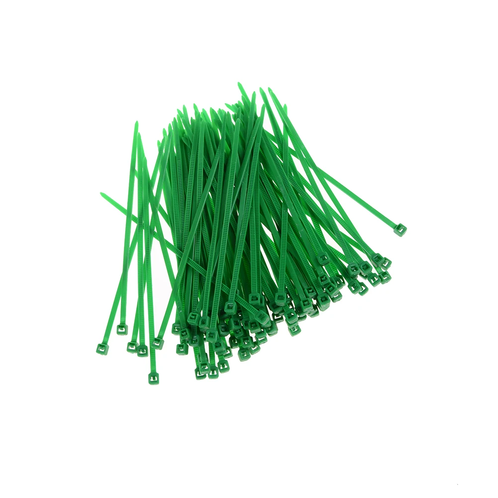100 шт проволочный самоблокирующийся 100 мм черный нейлоновый пластиковый сетевой кабель на молнии Соединительный шнур ремень пластиковая застежка молния отделка обёрточная кабельная петля для связки - Цвет: Зеленый