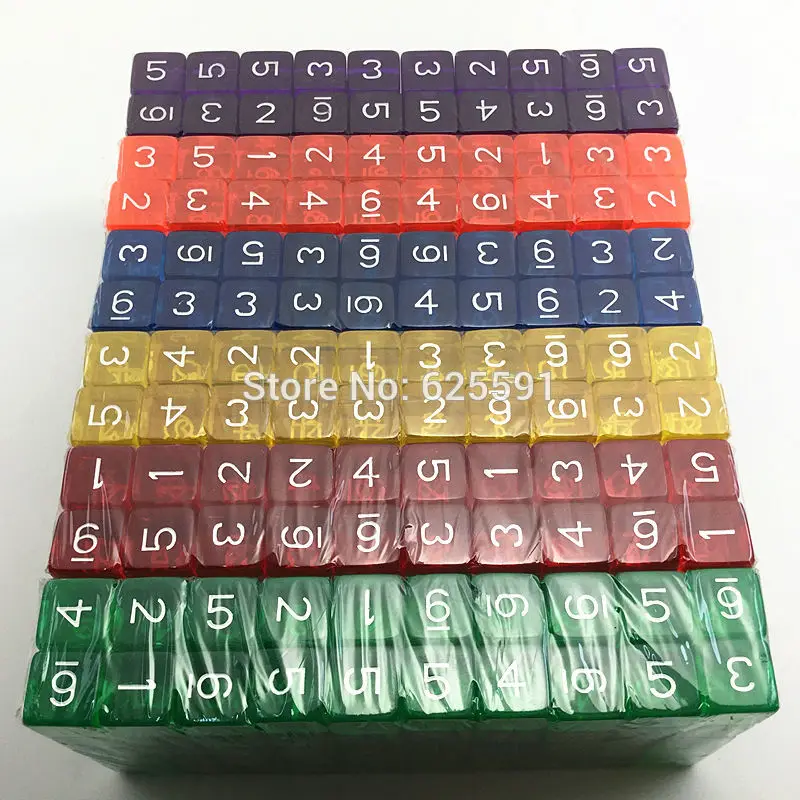 Прозрачный цифровой D6 кости ролевые игры красные, синие зеленый желтый оранжевый фиолетовый 6 цветные кости, фишки для покера Настольная игра