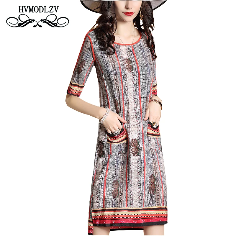 

Loose Dress 2017 Latest Summer Women Fashion Print Large Size Casual Top Dress Vestido Elegant Comfortable Clothes LJ472