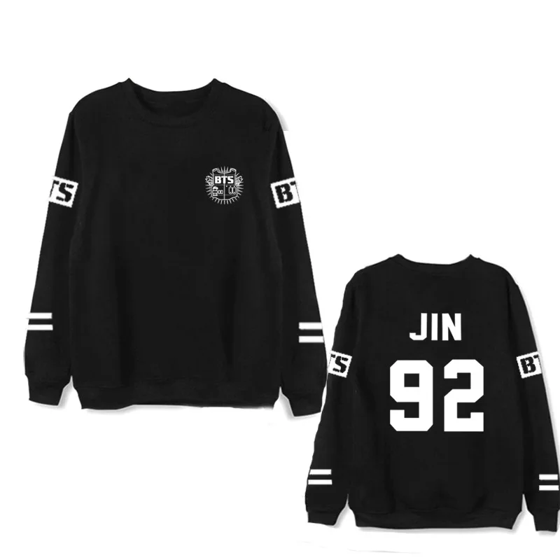 BTS bulletproof youth group with the same round neck pullover LOG double bar spring and autumn black letters men and women shirt