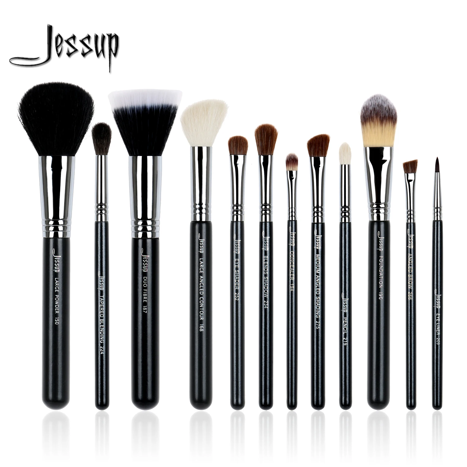 

Jessup 12Pcs High Quality Pro Makeup Brushes Set Foundation Contour EyeShader Blend Eyeliner Brow Powder Make up Brush Tool