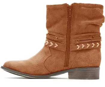 

Sapato Feminino Vintage Women Boots Ankle Shoes Boutique Square Low Heel Gladiator Booties Spring Autumn Chaussures Femme AB1168