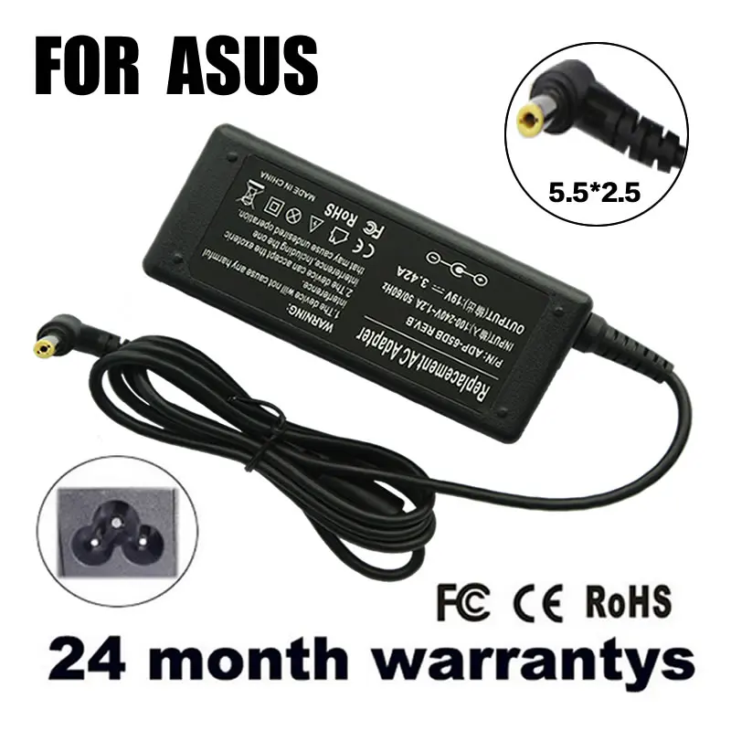 Replacement For Asus 19V 3.42A 5.5*2.5MM 65W k50ij K40IJ x550c A52F K501 K50IJ K50i K52F Laptop