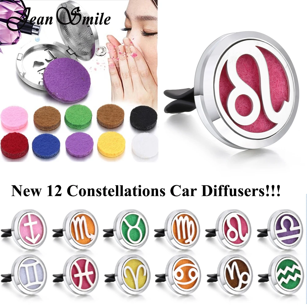 

New Twelve Constellations Aromatherapy Jewelry Car Perfume Essential Oil Diffuser Stainless Steel Air Vent Freshener Jewelry