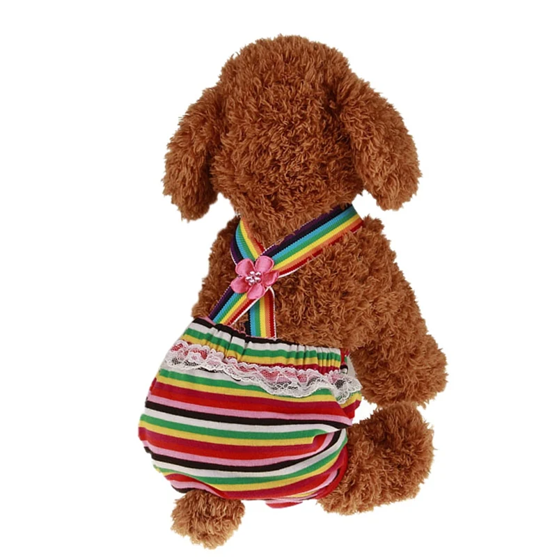 Striped Pet Dog Shorts Diaper Sanitary Physiological Pants Washable Female Short Panties Menstruation Underwear Briefs