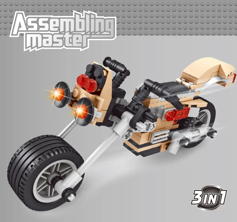 AUSINI мотоцикл Harley игрушки для детей мото строительные блоки деформируемый автомобиль гоночный автомобиль модель дизайнер детские игрушки