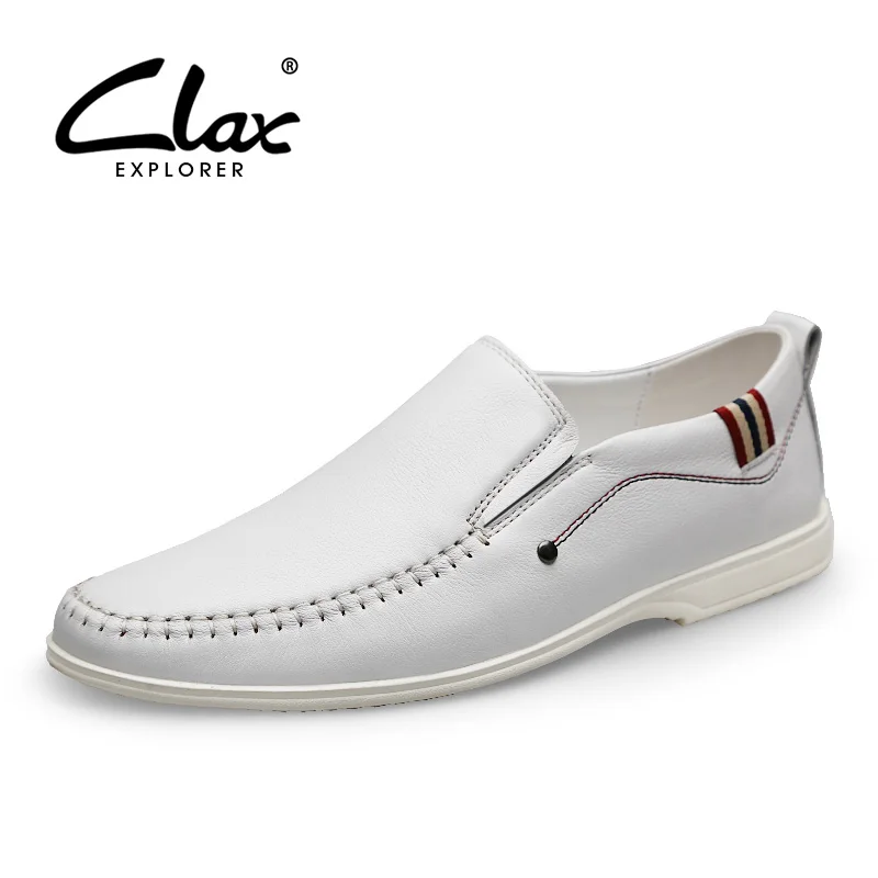 

CLAX Man Shoes Genuine Leather 2019 Summer Autumn Men's Loafers Breathable Male White Moccasins Slipons Driving Footwear
