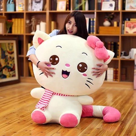Dorimytrader Jumbo Lovely Soft Cartoon Cat Plush Pillow Cute Kitten Stuffed Dolls for Kids Gift 39inch 100cm DY60387