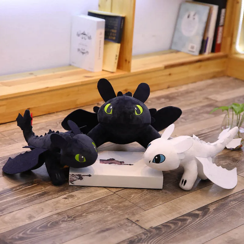 How to Train Your Dragon 3 Plush Dolls Movie Cartoon Night Fury Toothless Light Fury White Dragon Soft Stuffed Dolls 354560cm (1)