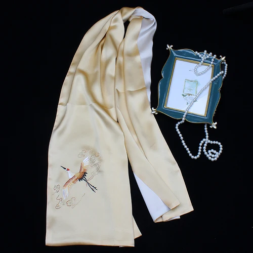 Сучжоу вышивка двойной атласный шелковый шарф тутового шелка Китайская вышивка общая вышивка Шаль Национальный Ветер журавль - Цвет: color 7
