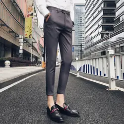 2018 новый английский костюм брюки корейский Тонкий чистый цвет тонкие 9 очков Запад брюки мужские ноги девять повседневные брюки мужские