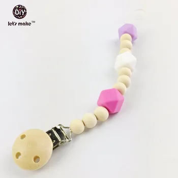 

Let's make Silicone Pendant Dummy Pacifier Clip&Wood s Baby Teething Toy Organic Eco-friendly Waldorf Nursing Holder