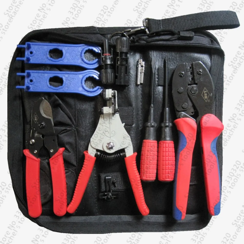 

Multi-functional MC4 solar Crimping Tool sets pliers stripper cutting tool set for 2.5,4.0,6.0mm2 pv connectors LY-2546B-A8