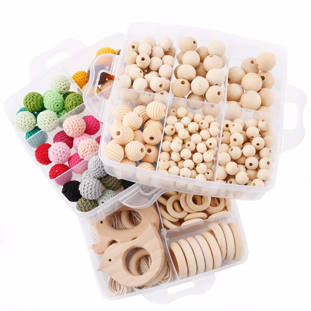 DIY Nursing Jewelry Combination package Crochet beads blending natural round geometry wooden beads Wood ring creative freedom DIY Nursing Jewelry Combination package Crochet beads blending natural round geometry wooden beads Wood ring creative freedom