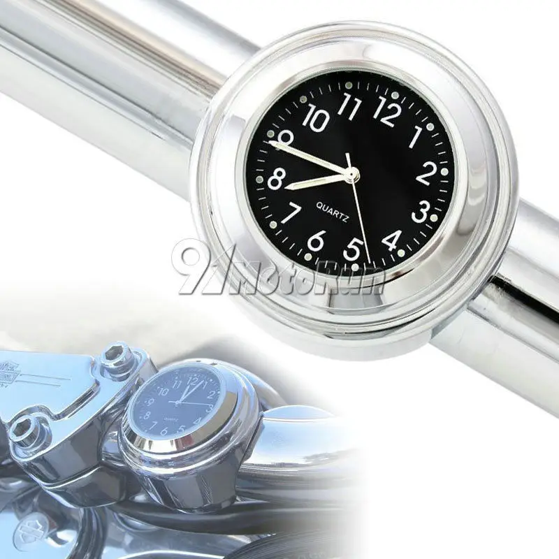 Хромированные часы на руль 7/8 дюйма 1 дюйм для Honda Suzuki Kawasaki Yamaha V-Star XVS 650 1100 Silverado/Harley