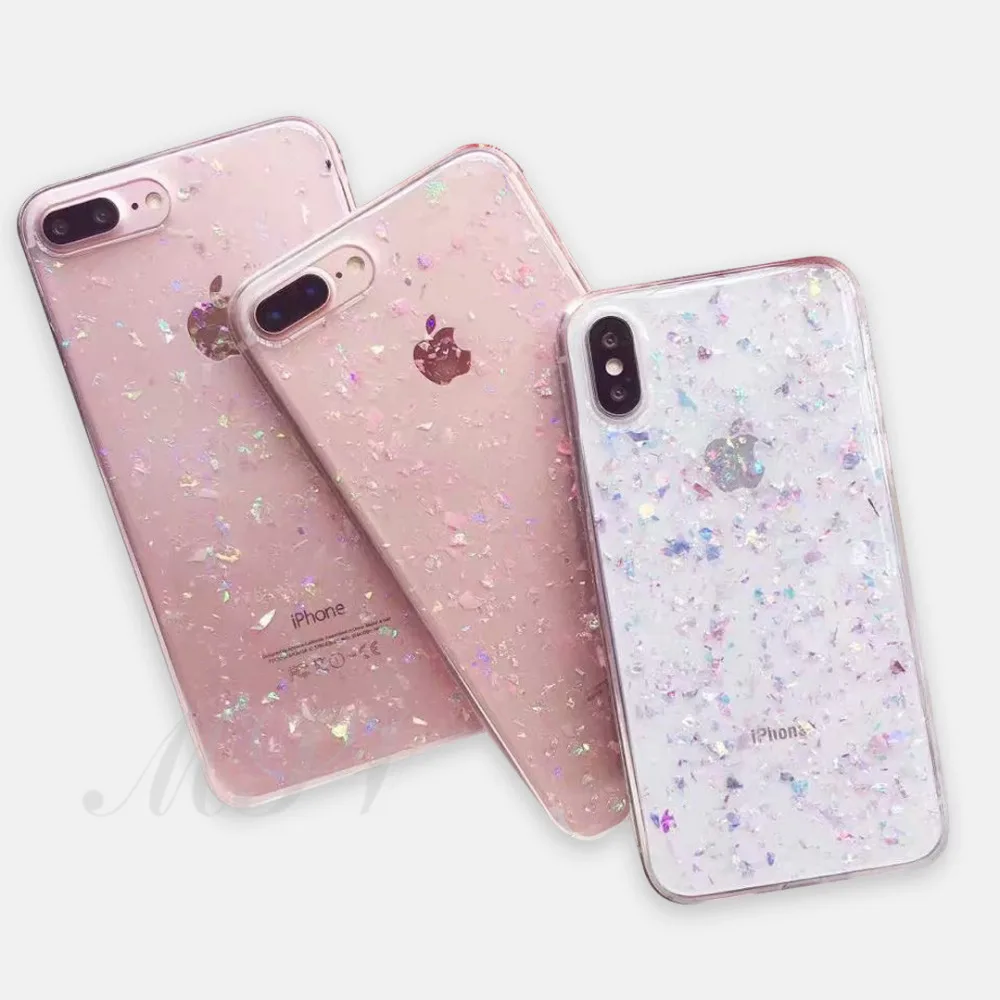 Модный сверкающий блестящий чехол для iPhone X 6 S 7 8 PLus задняя крышка роскошный