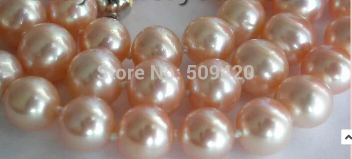 

~~ Free Shipping >>Luster!Natural 10mm Perfect Pink Round Pearl Necklace 18