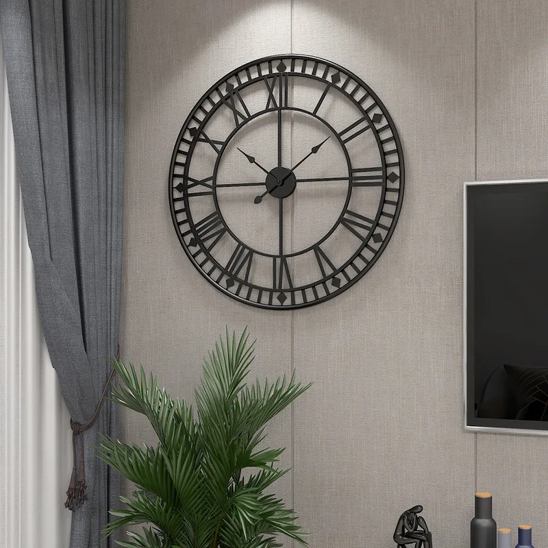 

European style 80cm Metal Big Wall clock Creative Living Room Circular Digital wall clock High quality 3D Hang decorations Clock