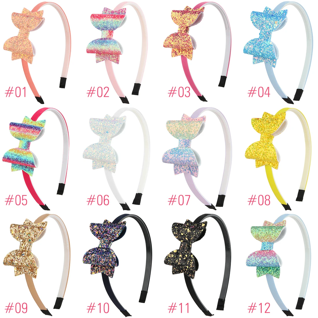 1 шт. обувь для девочек блеск ленты для волос блесток Радуга Hairbows оголовье 3 дюймов Hairbow градиент цвет обруч детские головные уборы