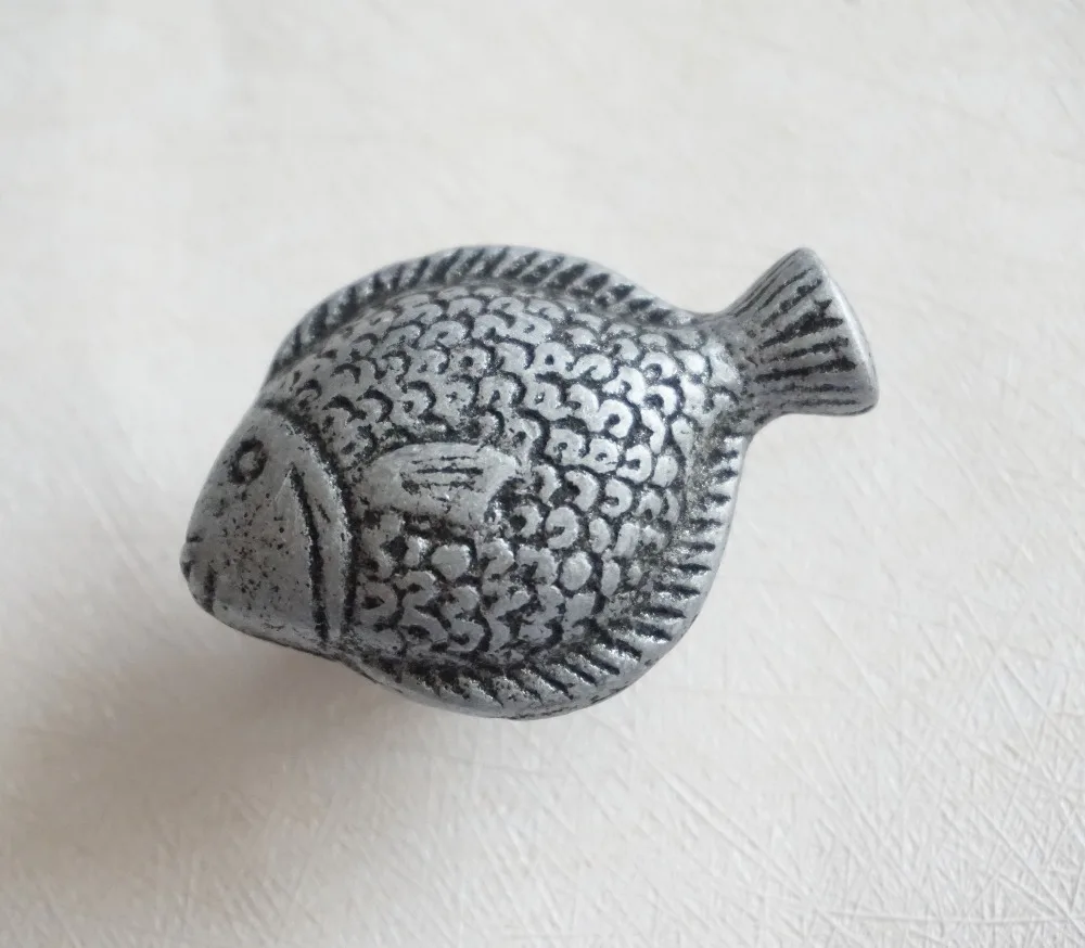 Fish Antique Silver Black Dresser Knob Drawer Knobs Pulls Knobs