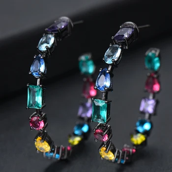 

GODKI Luxury Brazilian Cubic Zircon CZ Statement Big Hoop Earrings For Women Wedding DUBAI Bridal Round Circle Hoop Earring 2019