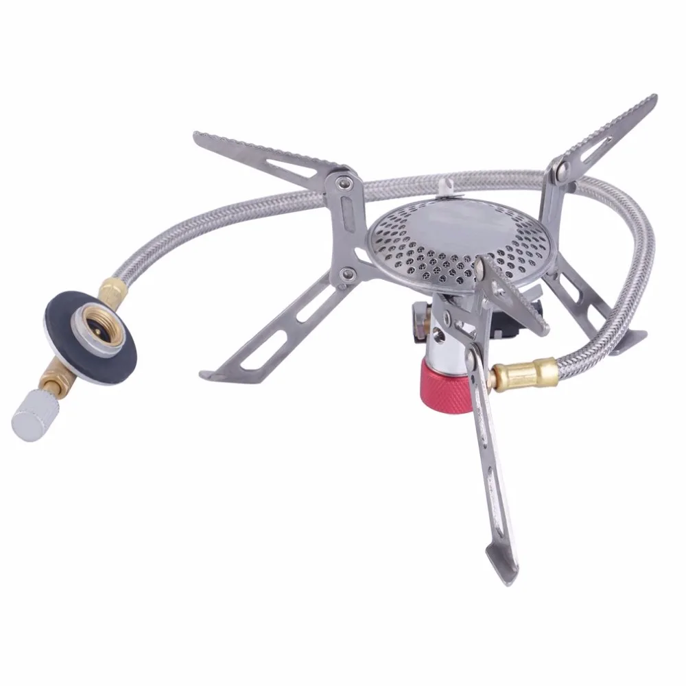 

Stainless Steel Gas Stove Ultralight Aluminum Alloy Outdoor Burn Camping Gas Powered Stove With Piezo Lgnition Hiking