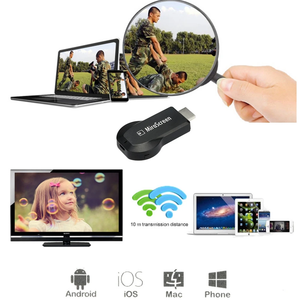 Mirascreen AirPlay Crome Cast Cromecast ТВ приемник Miracast Airmirroring адаптер для Smart TV HD ключ 2 телефона