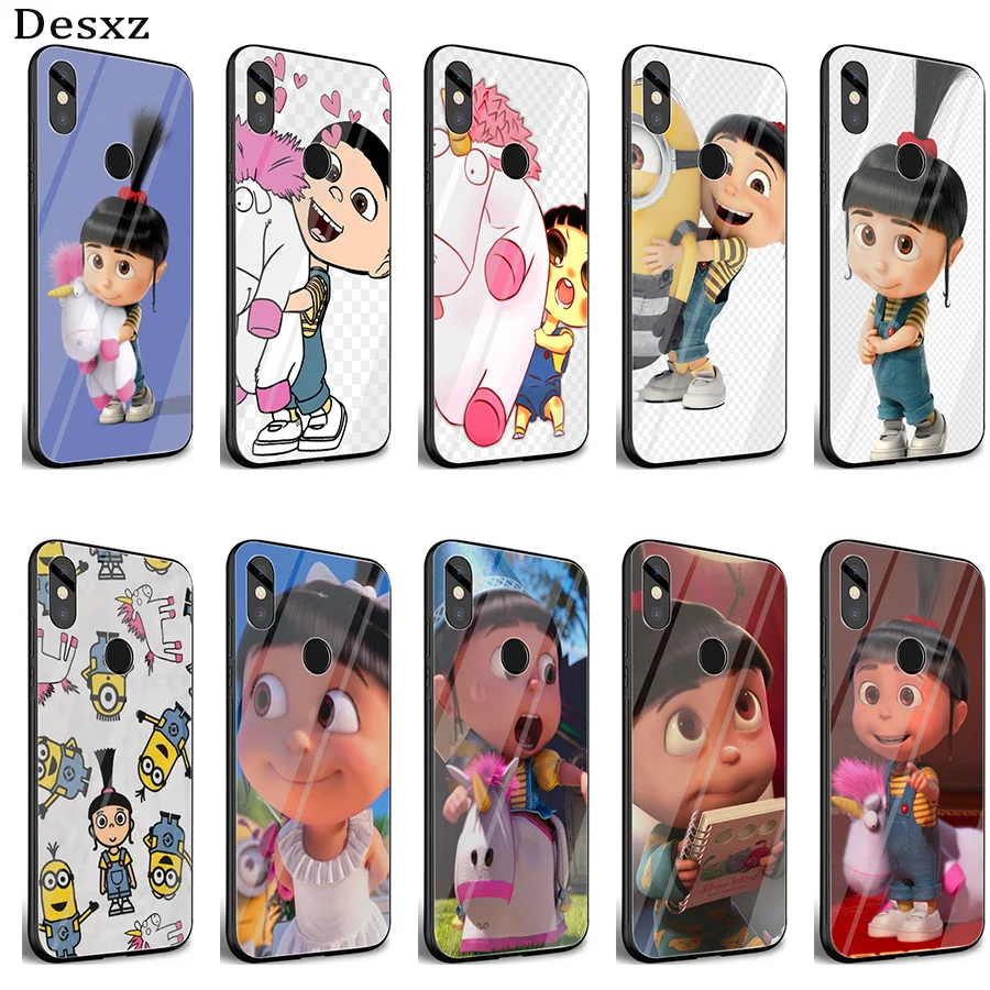 

Gerleek Unicorn Agnes Minions Glass Case for Xiaomi Mi A1 A2 Redmi Note 8 Lite 9 5 6 7 Pro 6A 4X Pocophone F1 Cover