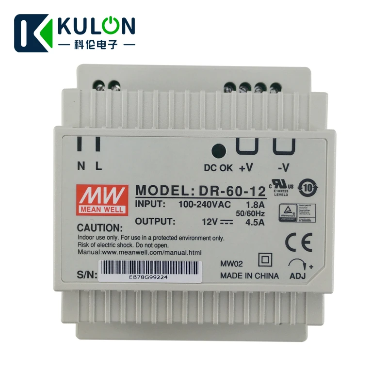 

6PCS Original MEAN WELL DR-60-12 Single Output 54W 12V 4.5A DIN rail mounted meanwell industrial power supply 12v
