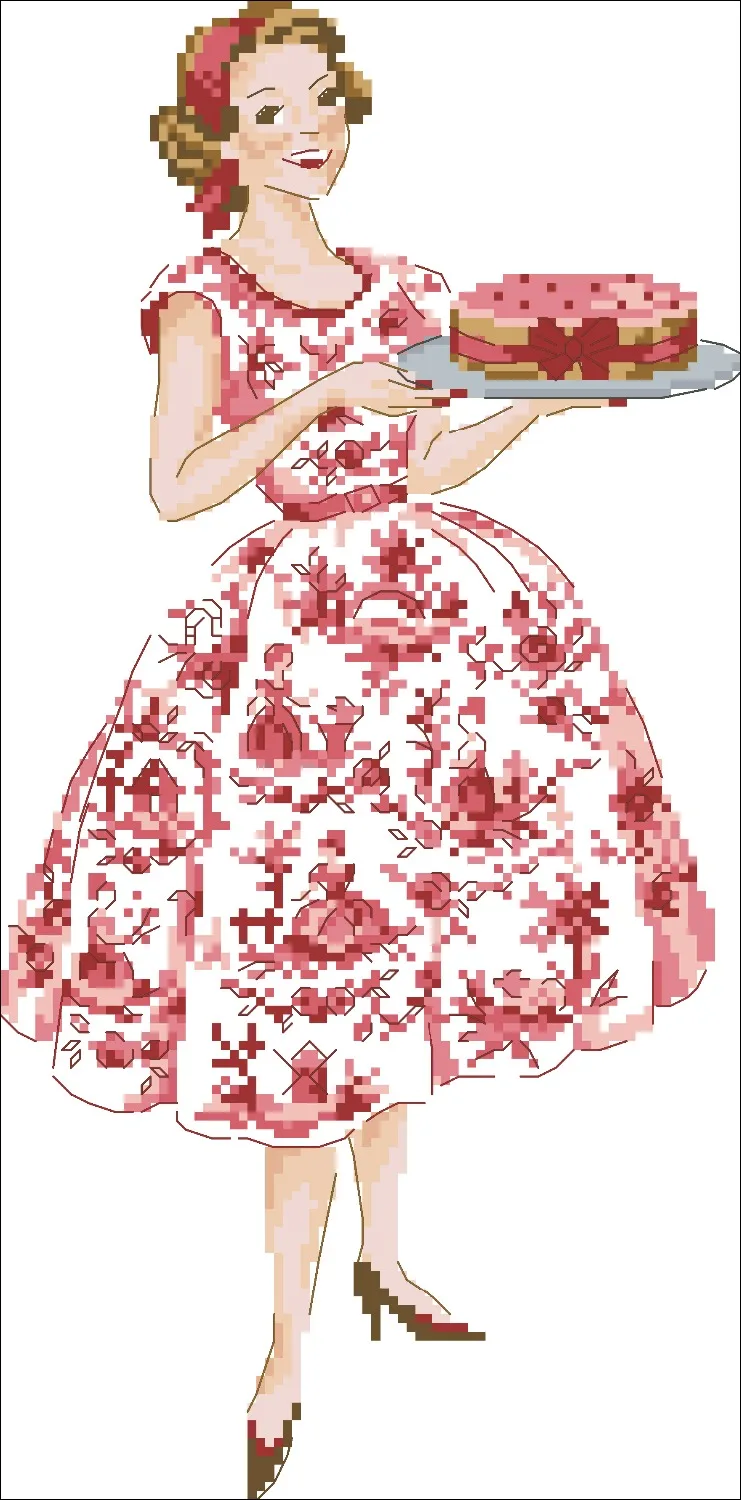

Beauty make cake cross stitch package woman pink dress 18ct 14ct 11ct cloth cotton thread embroidery DIY handmade needlework