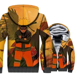 Толстовки для мужчин куртка осень зима плотное пальто мода 2018 г. аниме 3D узор Толстовка Uzumaki Naruto уличная кофты