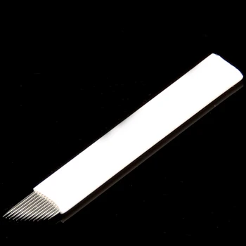

50pcs white permanent make up eyebrow embroidery 12 pin microblading needles blades for microblading pen