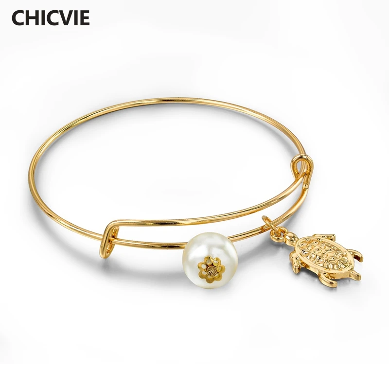 

CHICVIE Tortoise Cuff Bracelets Bangles Charms For Women & Girls Luxury Brand Jewelry Making Stainless Steel Bracelet SBR150221
