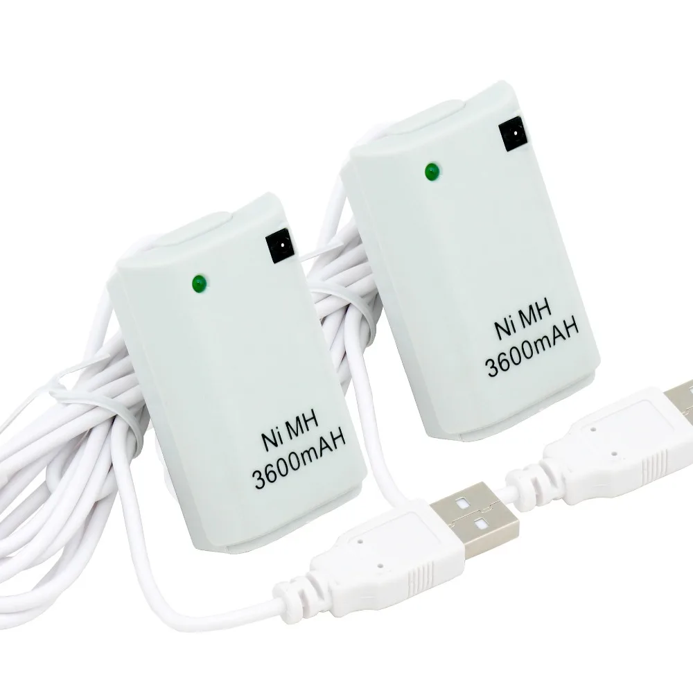 2 аккумулятора 3600 мАч + USB кабель для зарядного устройства Xbox 360 беспроводной