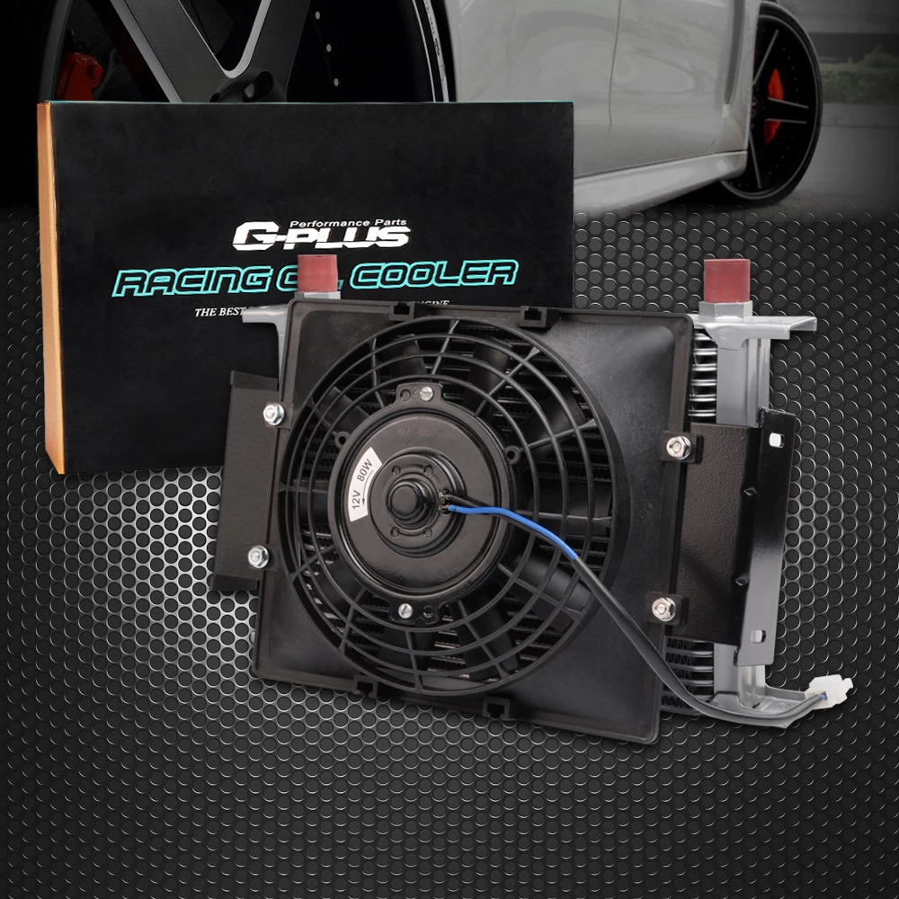 25Row 10AN Universal Engine Transmission Oil Cooler +7" Electric