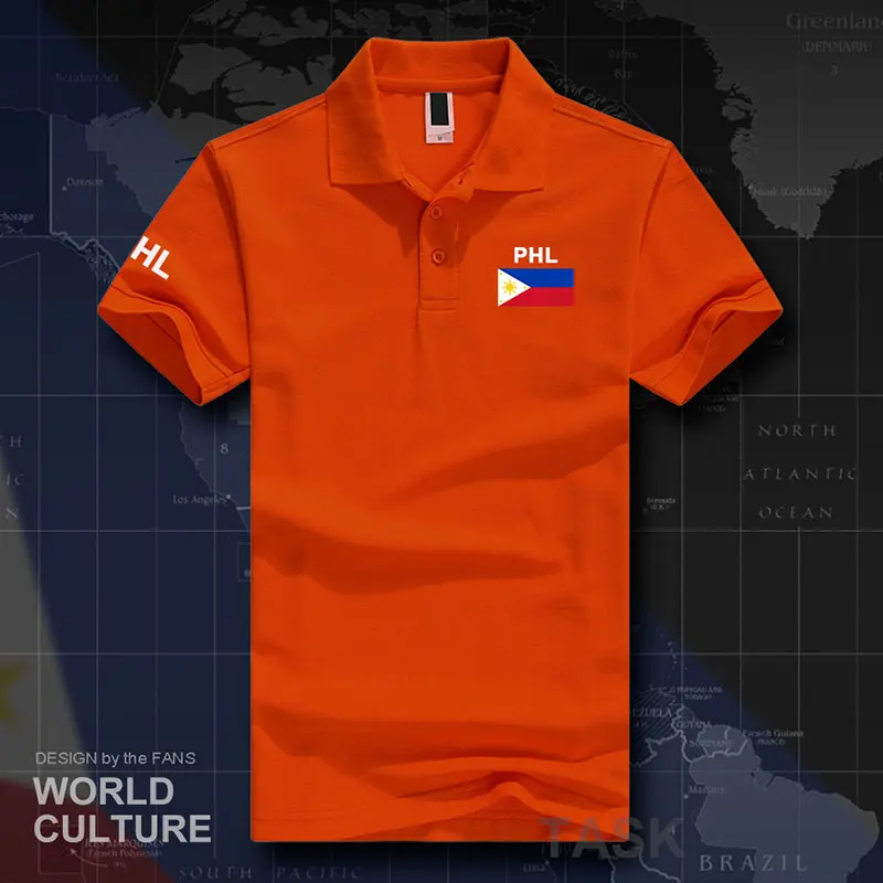 Филиппины пилипинас поло рубашки для мужчин короткий рукав белый бренд печатных для страны хлопок национальная команда флаг Новая мода PH - Цвет: polo-Orange