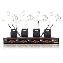 Bolymic Профессиональный 4 канала беспроводной микрофон бежевая гарнитура головной микрофон система