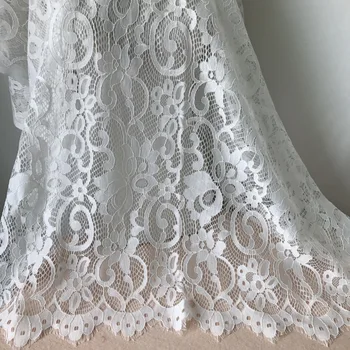 

1.5 meters/lot 145cm Width New Fashions Nigerian African Lace Fabric In White French Cord Lace Fabric Free Shipping