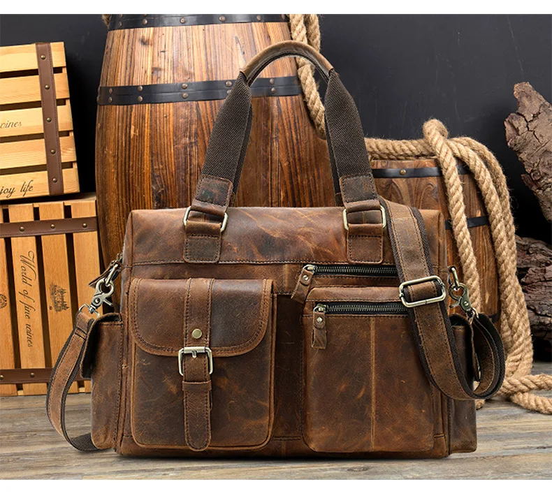 Бренд Бизнес Для мужчин Портфели натуральная кожаная сумочка для ноутбука сумка мужской высокое качество ретро-сумка Для мужчин женских сумок