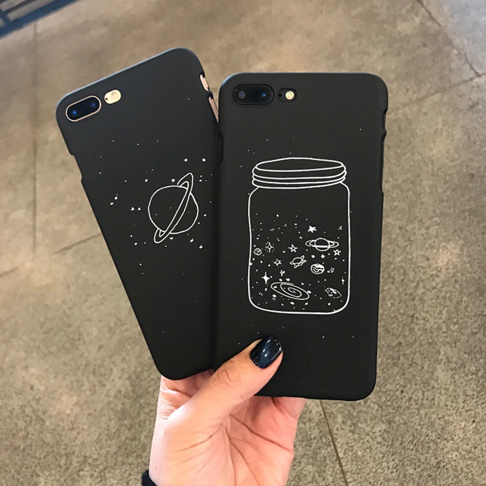 

PDR21-Criar Simples Sté Shell Fosco Garrafa Black Phone Case Capa Para iPhoneX 7 8 Planeta Plus Mobile Phone Accessories