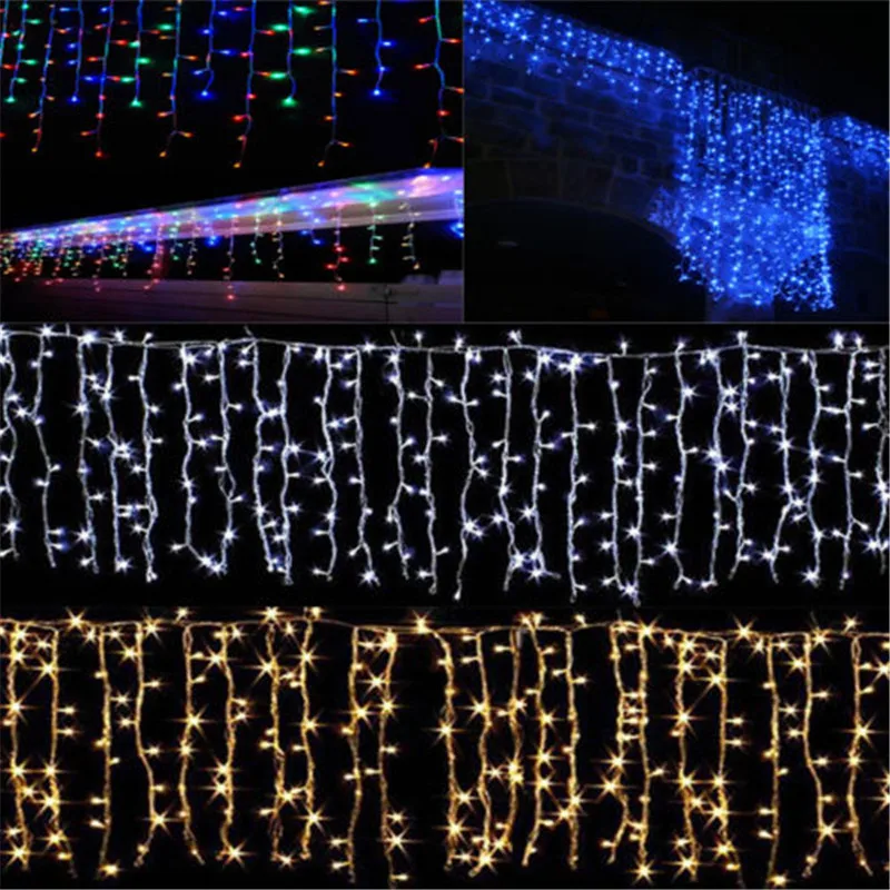 Christmas New Year's Garlands LED Curtain Lights Icicle String Light 4M Droop 0.3-0.6M Outdoor Decoration Festival Wedding Party Christmas New Year's Garlands LED Curtain Lights Icicle String Light 4M Droop 0.3-0.6M Outdoor Decoration Festival Wedding Party