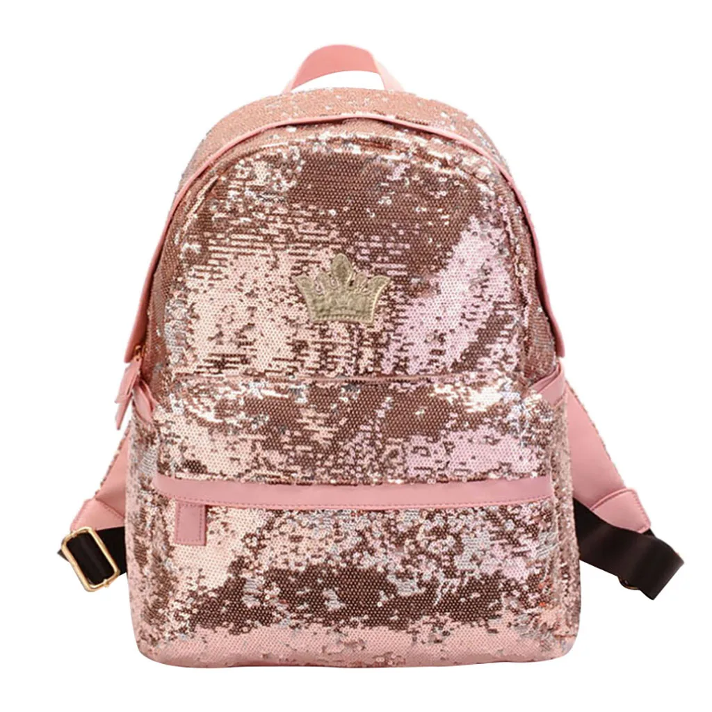 

Backpack Women Mochilas Mujer 2019 Women Outdoor Crown Sequins Colorful Backpacks Travel Bag School Package Bags mochila p