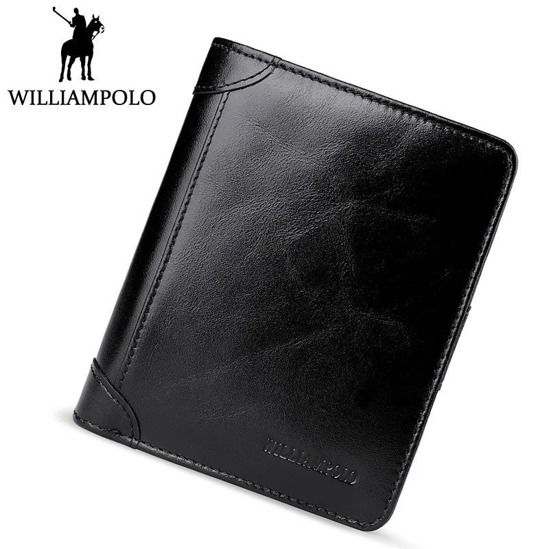 0 : Buy WILLIAMPOLO Genuine Leather Wallet Men Trifold Purse Short Zipper Coin ...