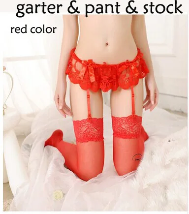 Комплект: подвязки+ штаны+ носки, модный сексуальный кружевной цельный комплект, сексуальные чулки, Соблазнительные Черные Чулки на бретельках - Цвет: 6
