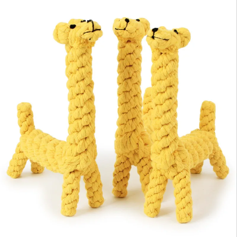 

Shaped cotton rope - Hand-knitted giraffe shape 21cm pet dog multi-knot wear wear molar toy dog toy small dog