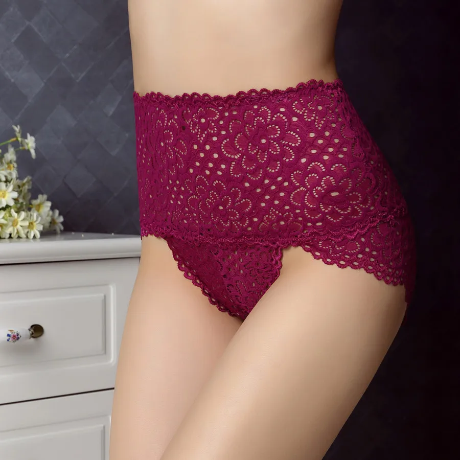 QA046 Top selling female lace high waist underwear sexy perspective