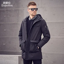Enjeolon брендовая зимняя куртка с хлопковой подкладкой, мужская длинная куртка, мужские толстые толстовки, парка, пальто, Мужская стеганая зимняя куртка, пальто MF0626