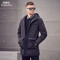 Enjeolon Brand Winter Cotton Padded Jacket Men Long Jacket Men Thick Hoodies Parka Coat Male Quilted Winter Jacket Coat MF0626